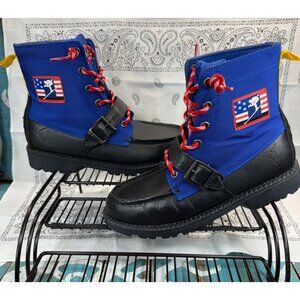 Polo Ralph Lauren Ranger Hi II Boots Youth 4.5/Womans 6 Black Leather/Blue
